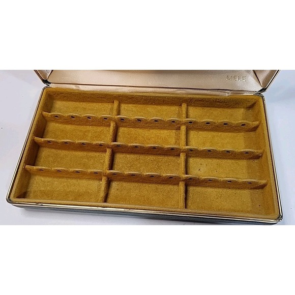 Vintage MELE Blue Velvet Travel Clamshell Jewelry Box Earring Case Lined - Picture 5 of 15